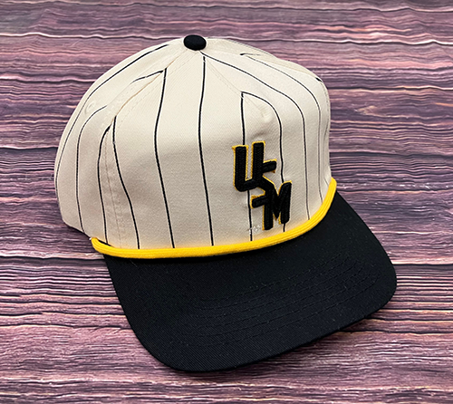 No Rivals Cap Baseball Pinstripe Rope Gold Bill Black Stacked USM