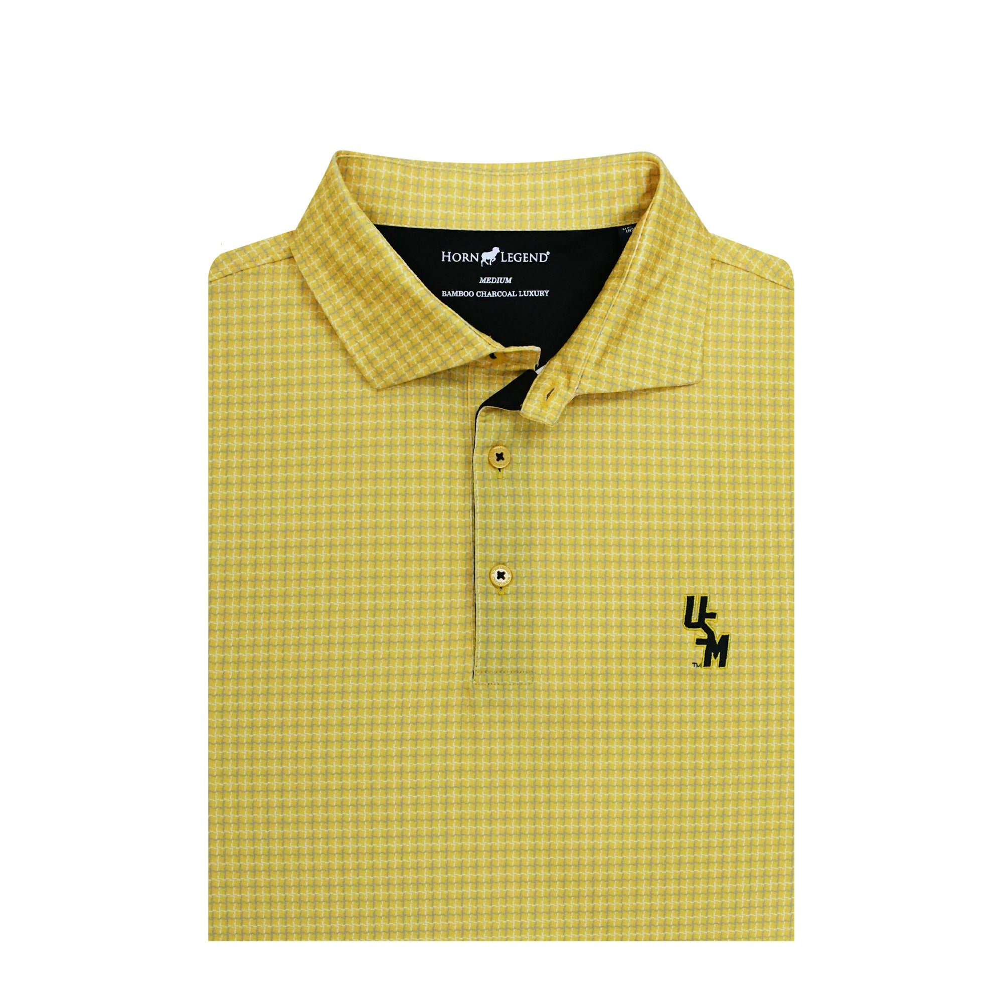 Horn Legend Polo Men's Window Pane Stacked USM Black Bamboo Charcoal