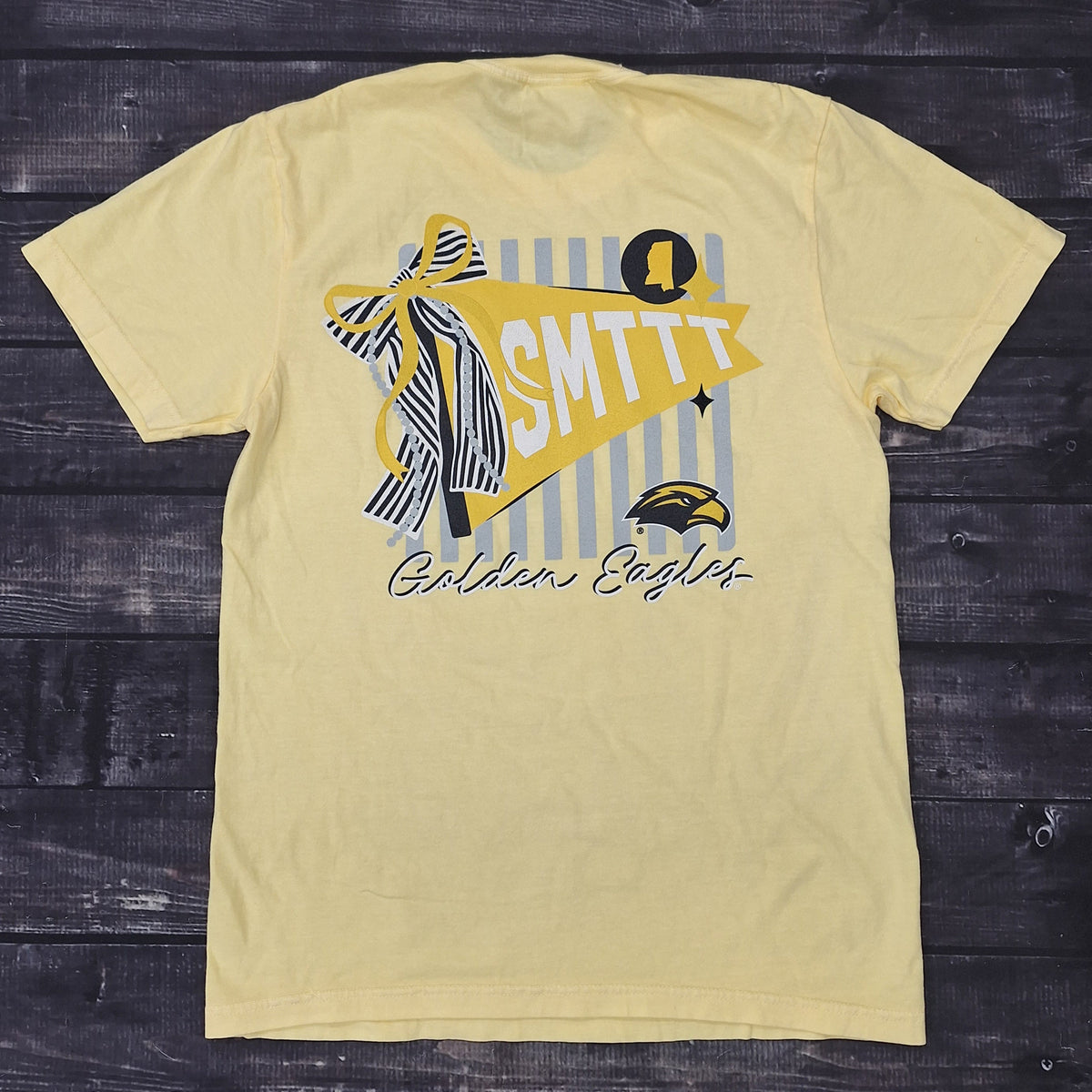 Pennant Stripes and Bows Short Sleeve T-Shirt with Golden Eagles