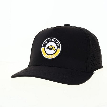 Youth Cut Above Baseball Cap with Round Patch and Laser Cut Hole Meshback
