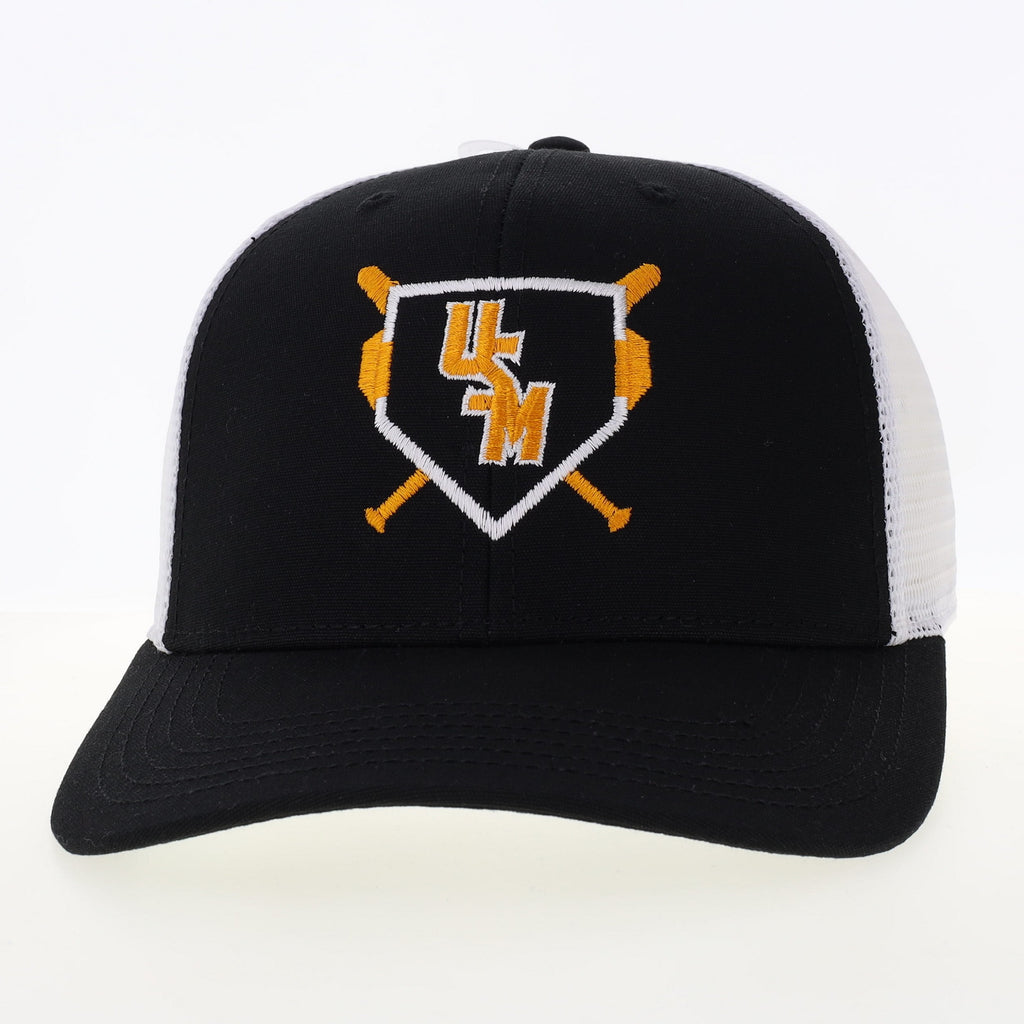 L2 Brands Cap Baseball Trucker Crossed Bats Home Plate with Stacked USM