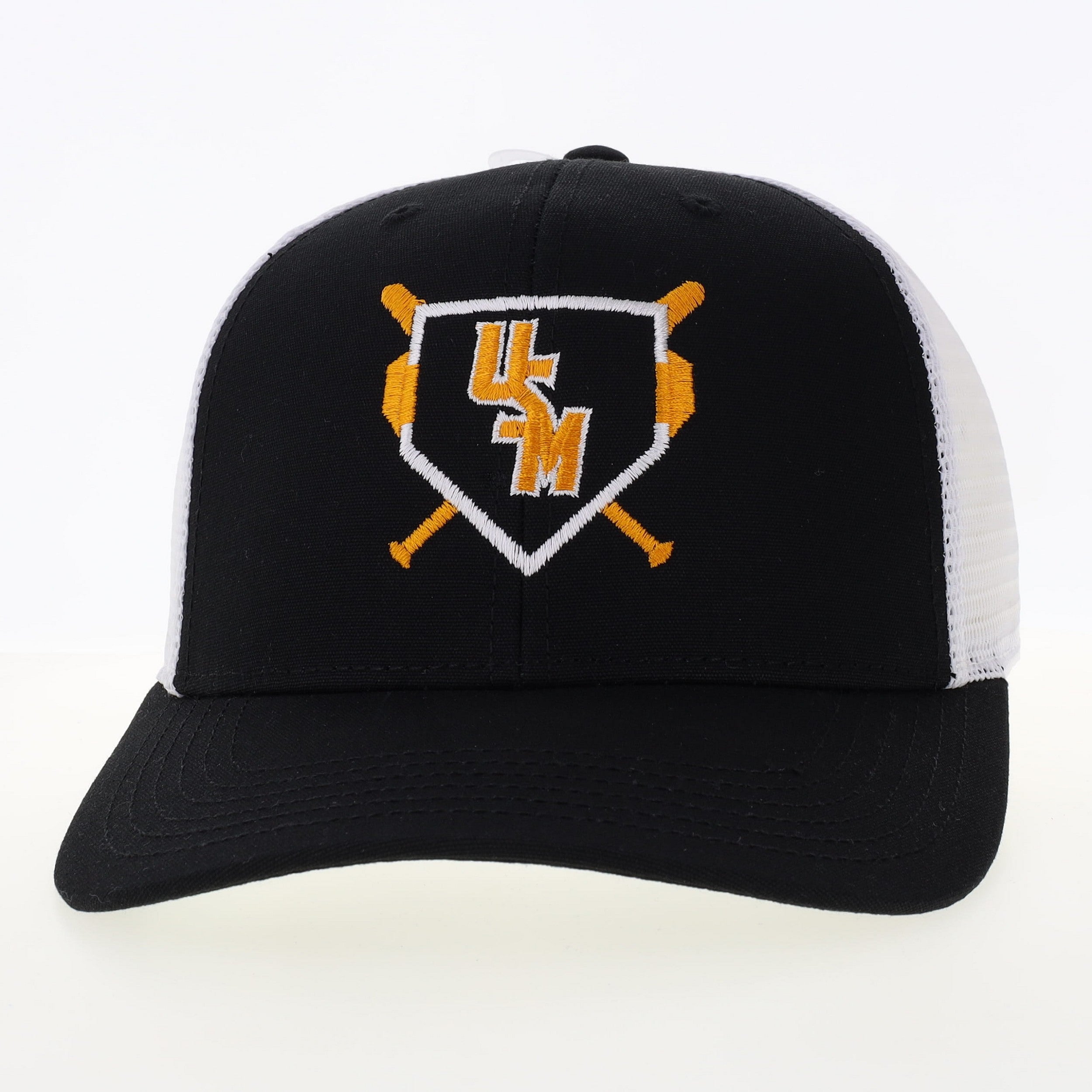 L2 Brands Cap Baseball Trucker Crossed Bats Home Plate with Stacked USM