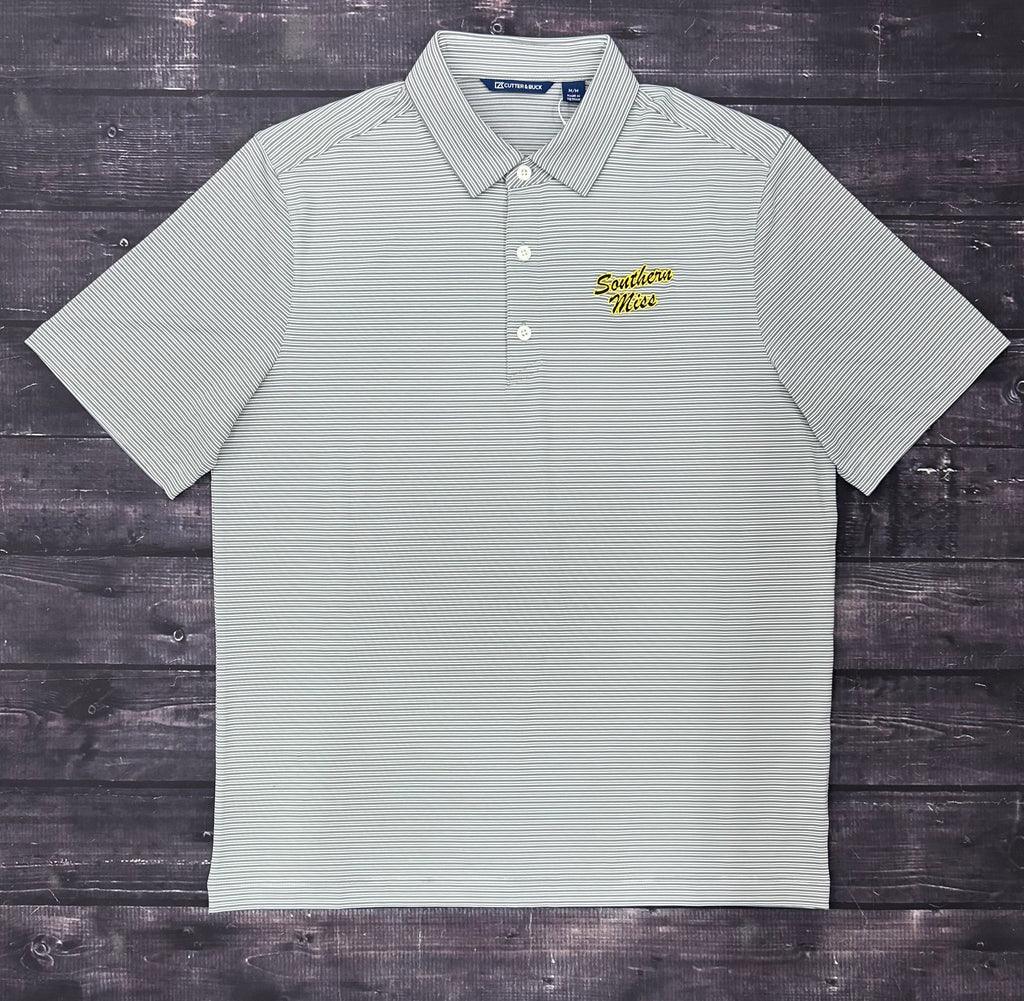 Cutter & Buck Men's Forge Eco Double Stripe Polo with Southern Miss Script