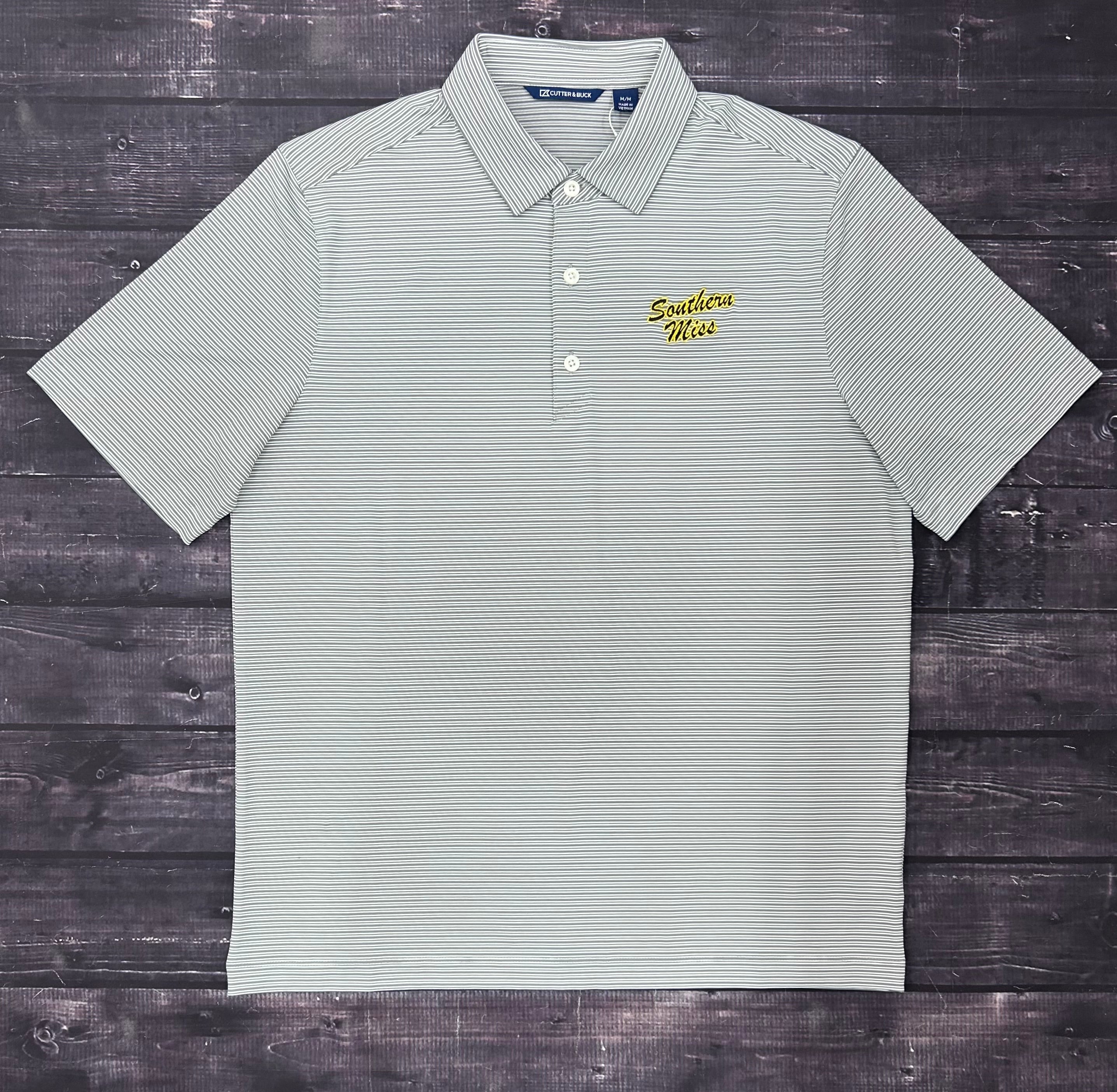 Cutter & Buck Men's Forge Eco Double Stripe Polo with Southern Miss Script