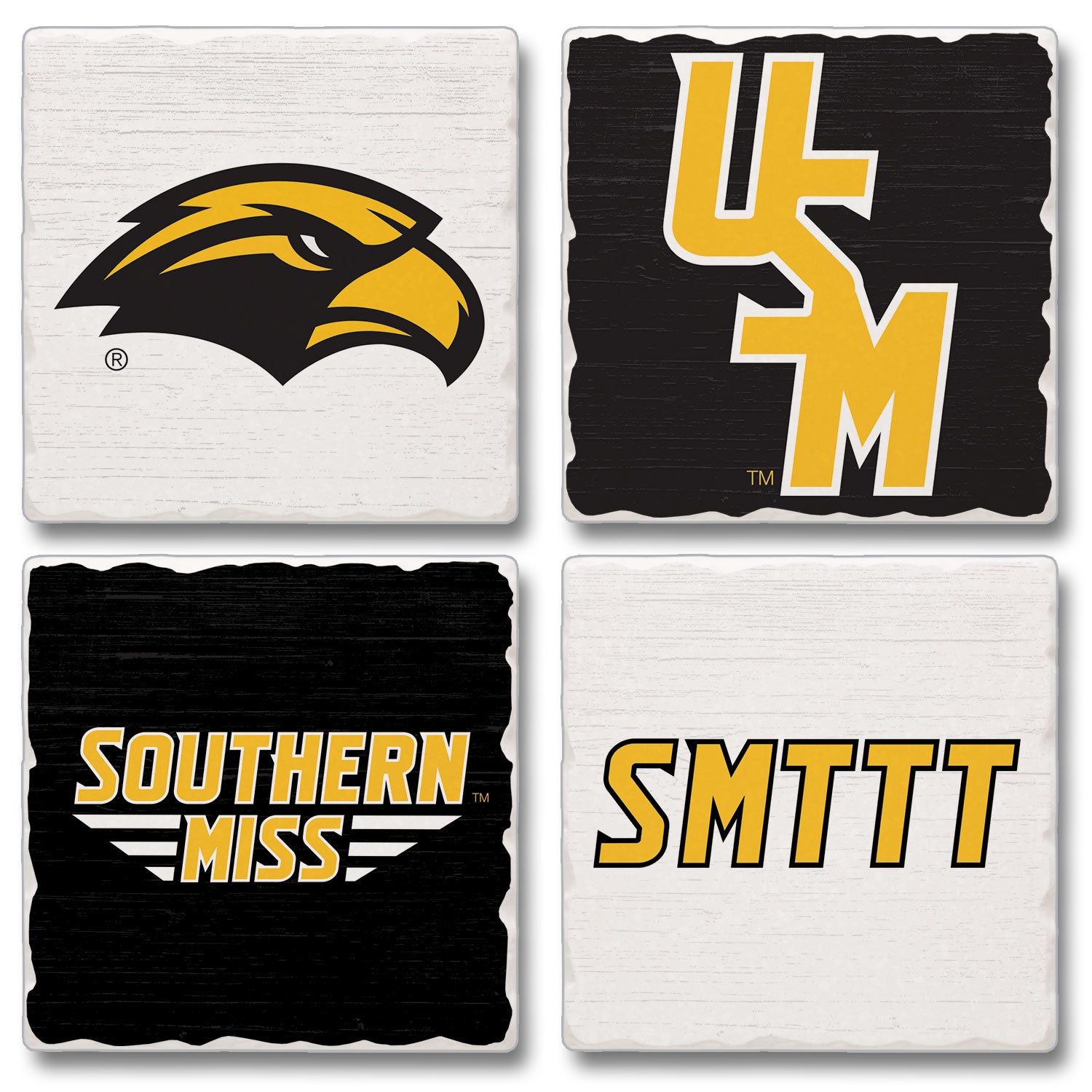 Coaster 4-Pack Tumbled Tile Absorbent University Various Logos