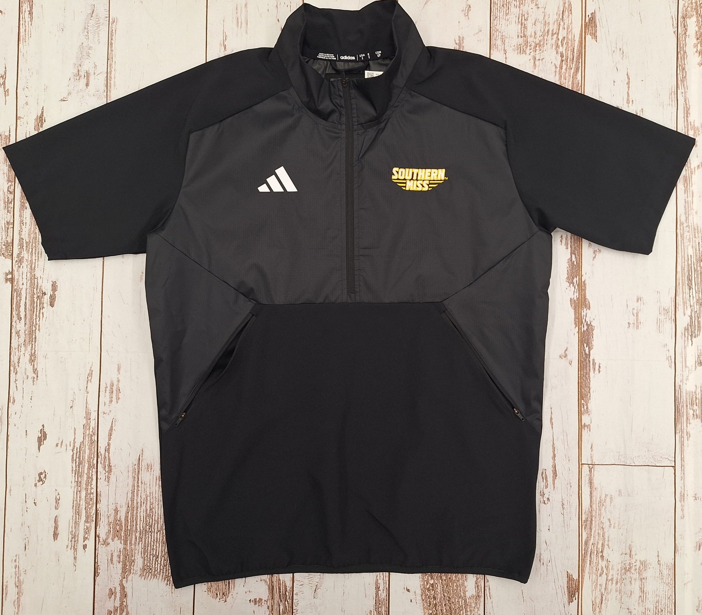 Adidas Pullover Men's Short Sleeve Quarter Zip Sideline Southern Miss Bars