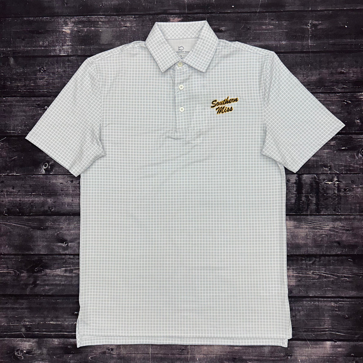 Southern Tide Men's Driver Dunes Edge Plaid Polo with Southern Miss Script