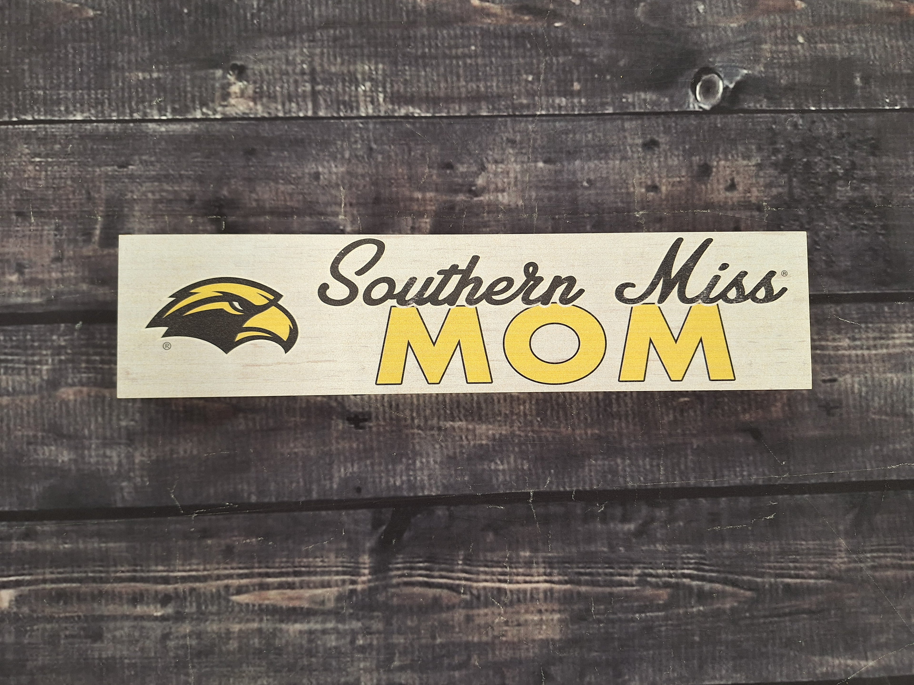 Home Wooden Block with Eagle Head Southern Miss Mom