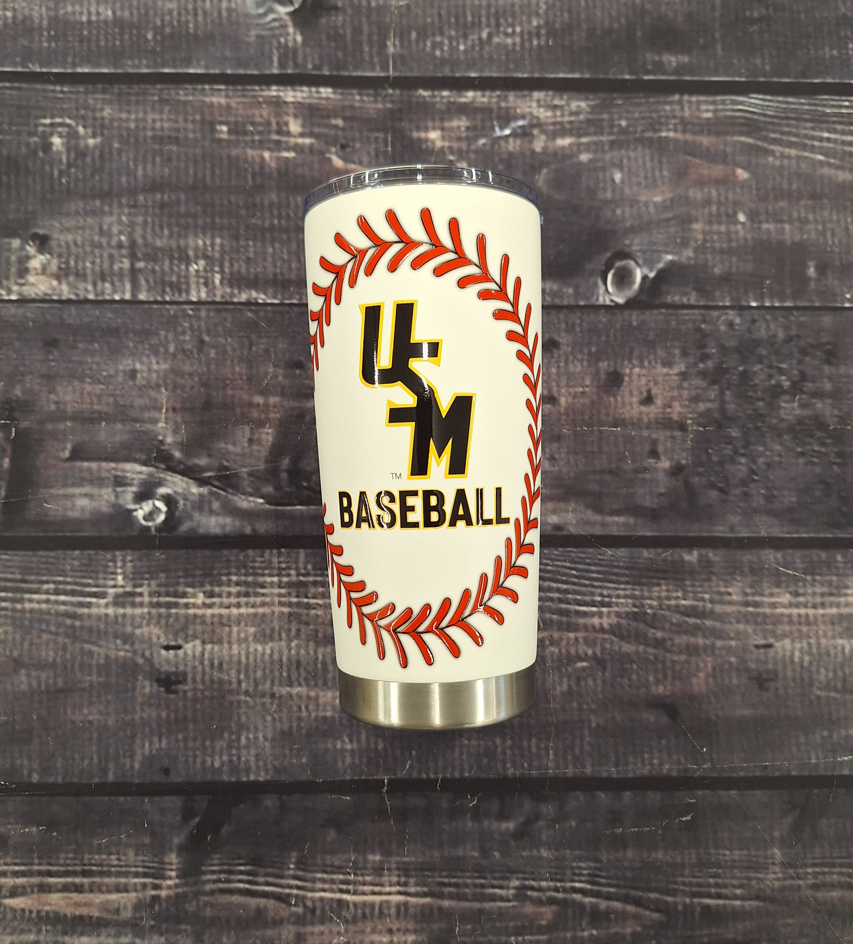 Water Bottle 20 oz Baseball Stitches Stacked USM