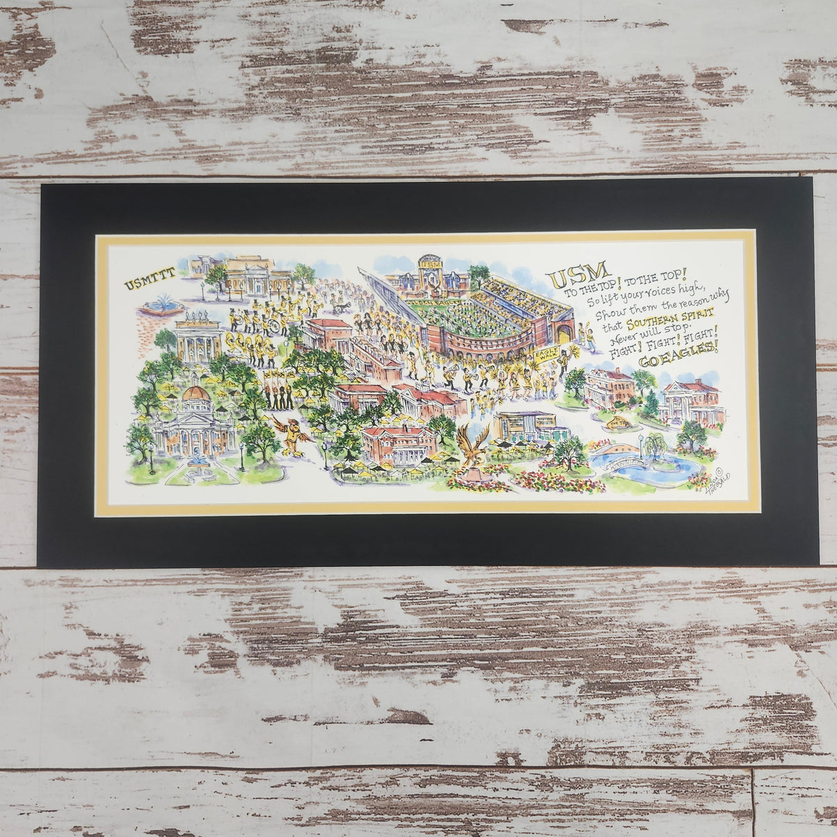 USM Eagle Walk Fight Song Double Mat Print