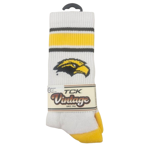 Men's Vintage Stripe Crew Pattern Sock with Eagle Head
