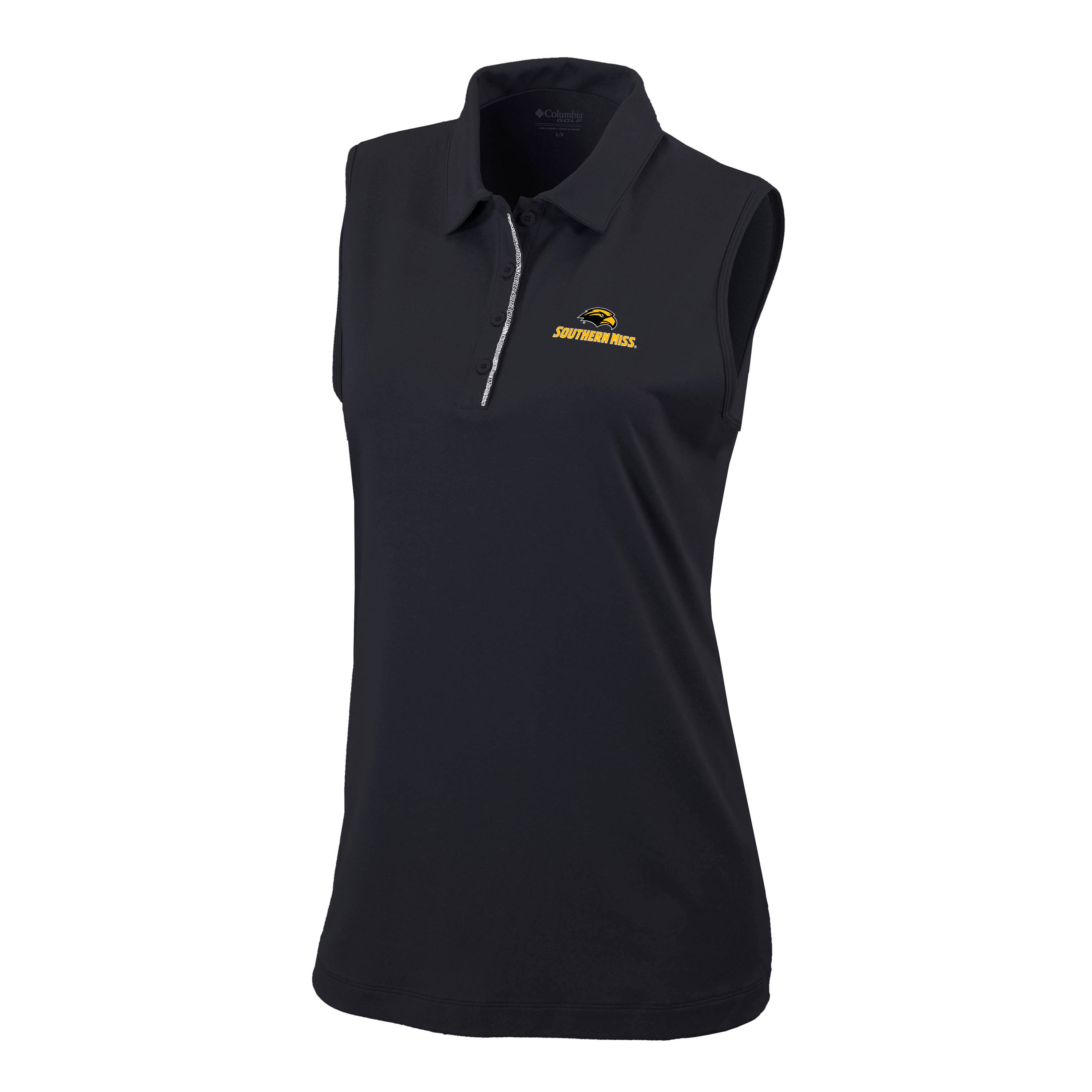 Womens Tend The Ball Tank Top Polo with Eagle Head Southern Miss Wordmark