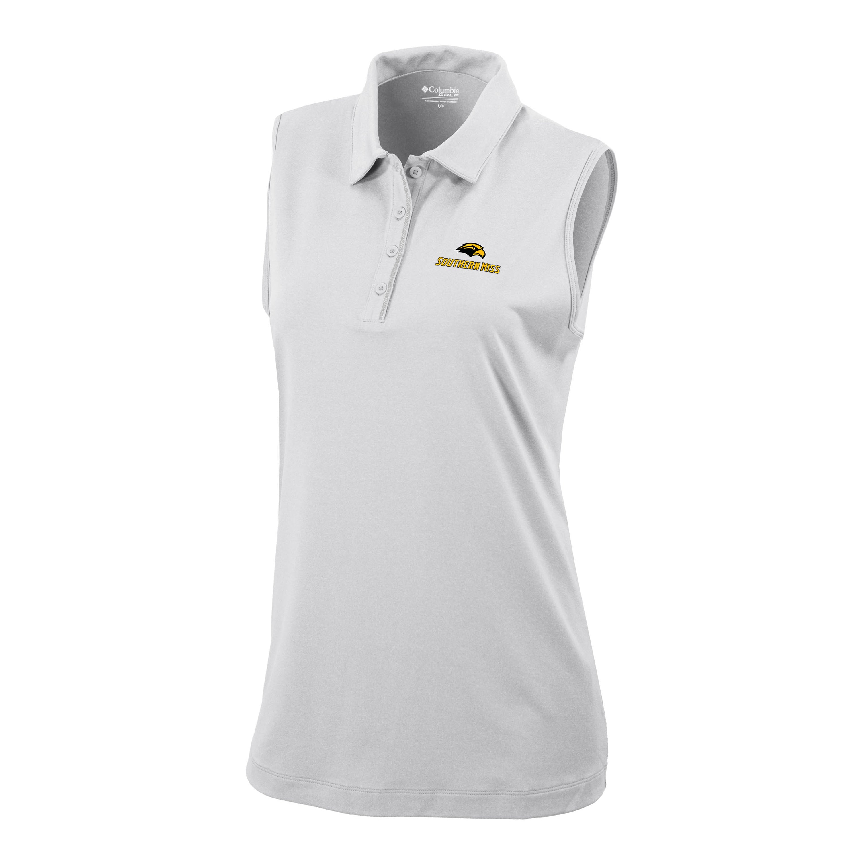 Womens Tend The Ball Tank Top Polo with Eagle Head Southern Miss Wordmark