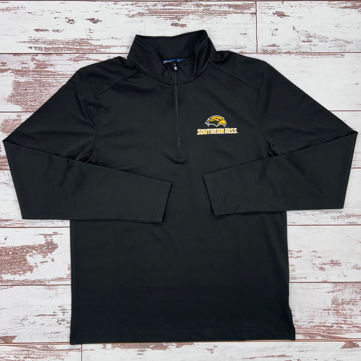 Cutter & Buck Men's Virtue Eco Pique Recycled Quarter Zip Pullover with Eagle Head Southern Miss