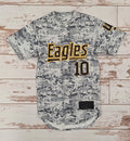 Youth Digi Camo Full Button Baseball Jersey with Eagles 10