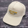 Cap Baseball Bill Rope White with PVC Southern Miss Bars Gold Black Rubber Logo