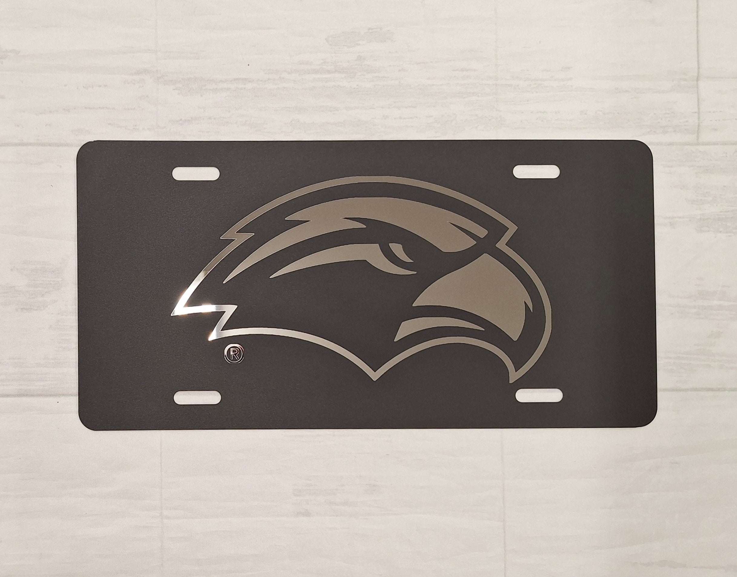 Stainless Steel License Plate with Mirror Eagle Head