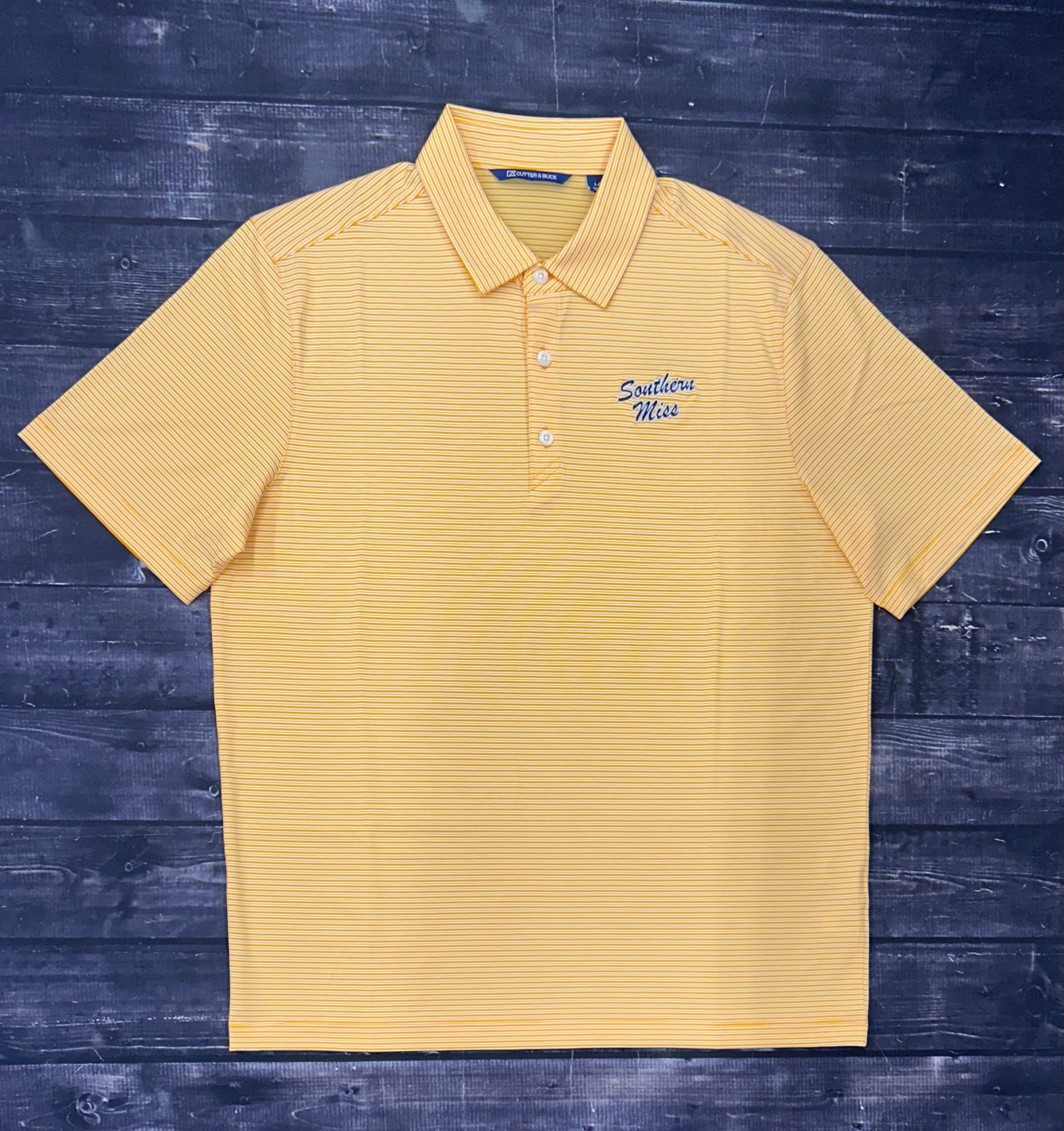 Cutter & Buck Men's Forge Eco Double Stripe Polo with Southern Miss Script
