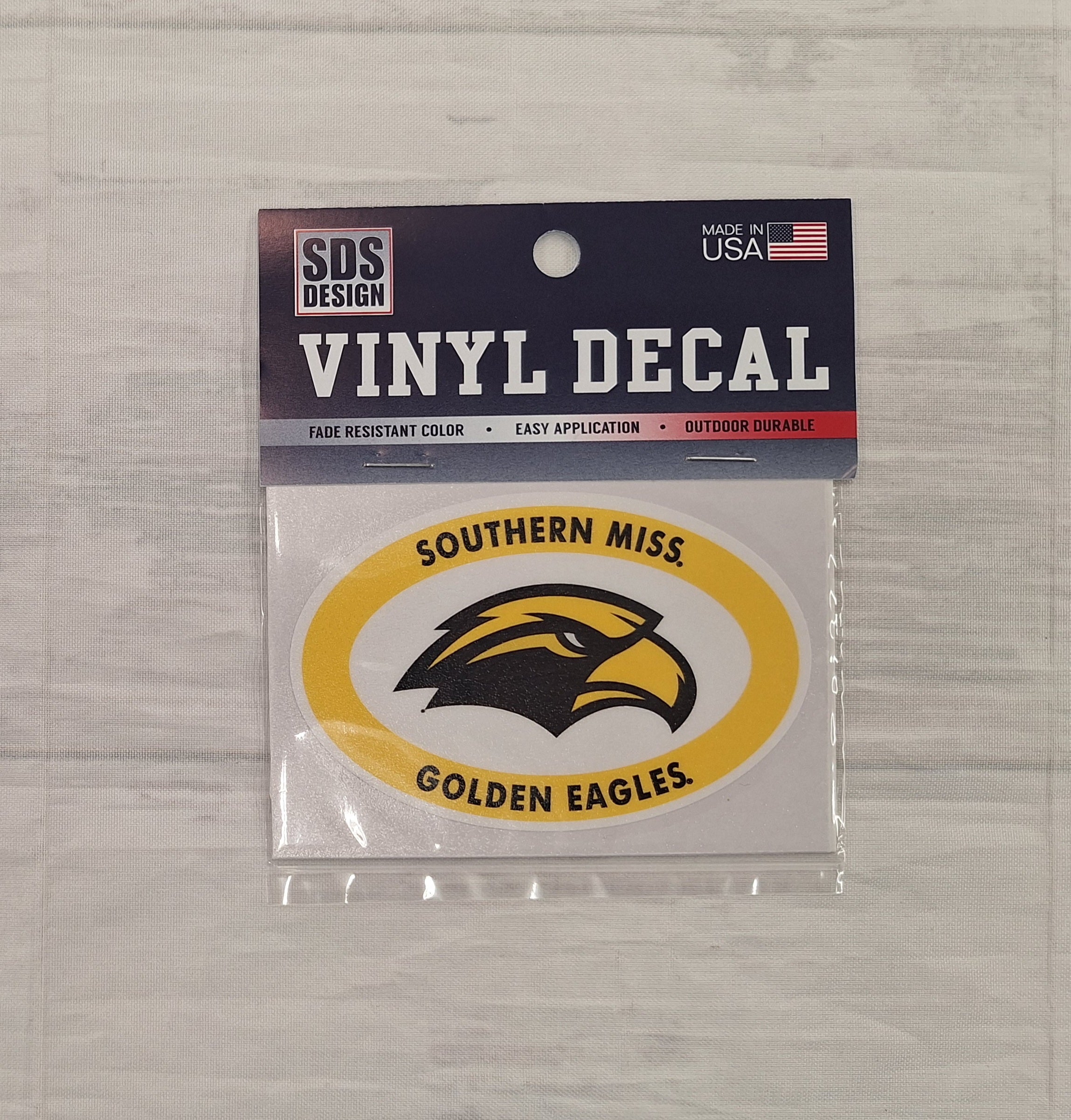 Auto Decal 3" Euro Southern Miss Golden Eagles with Eagle Head