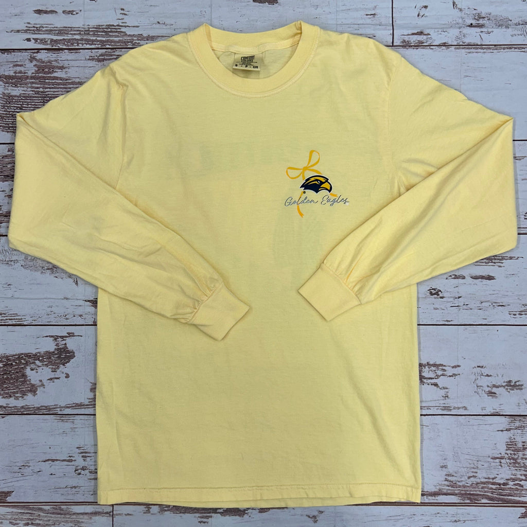 Pennant Stripes and Bows Long Sleeve T-Shirt with Golden Eagles