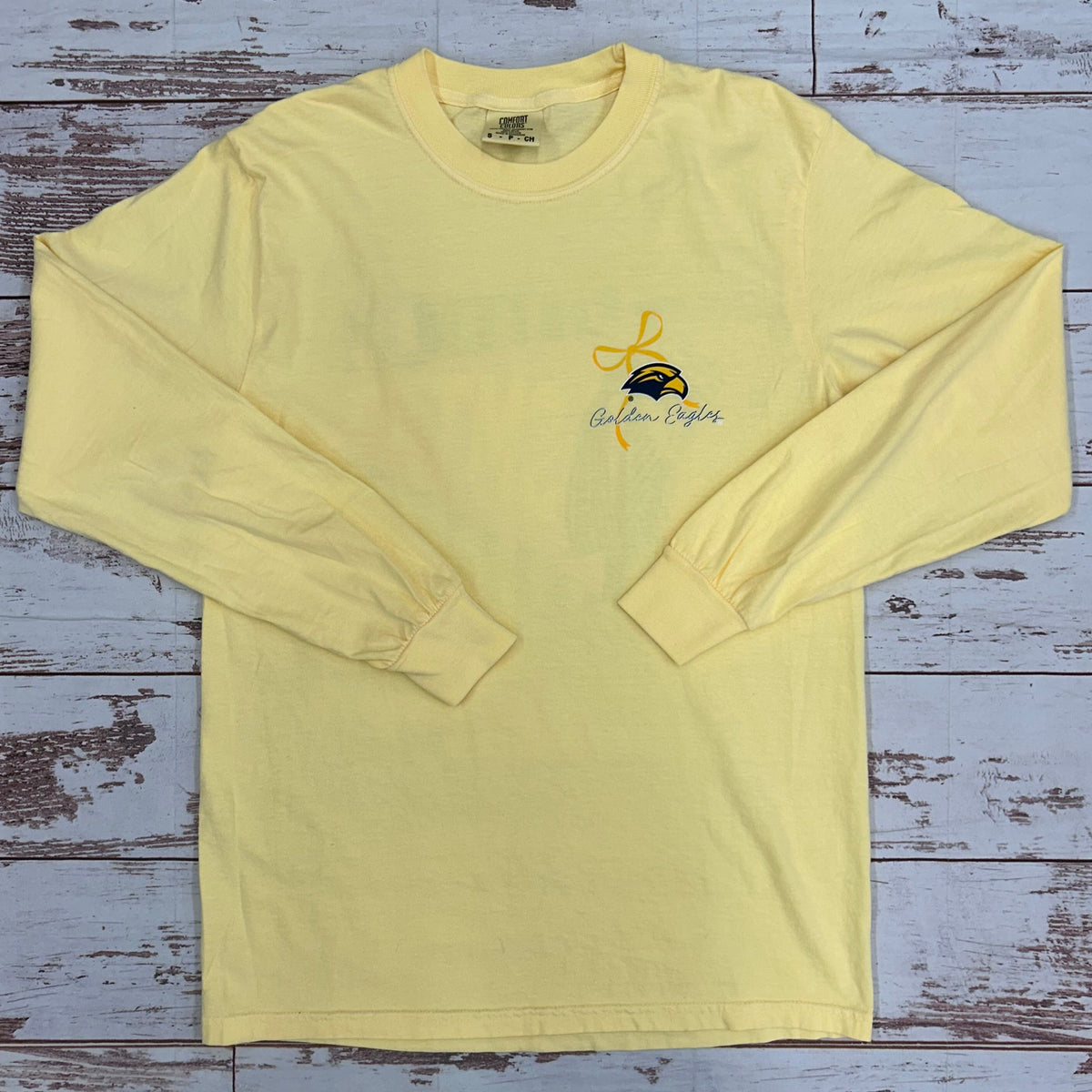 Pennant Stripes and Bows Long Sleeve T-Shirt with Golden Eagles