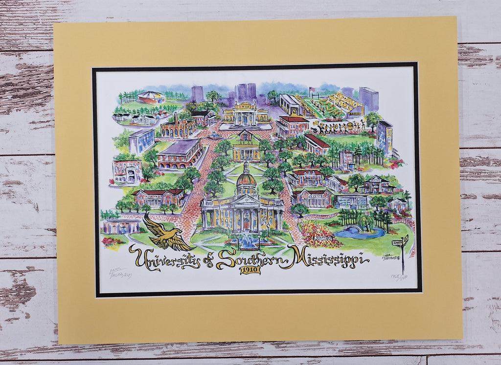 Print Double Mat University Of Southern Mississippi Campus