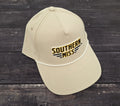 Cap Baseball Bill Rope White with PVC Southern Miss Bars Gold Black Rubber Logo