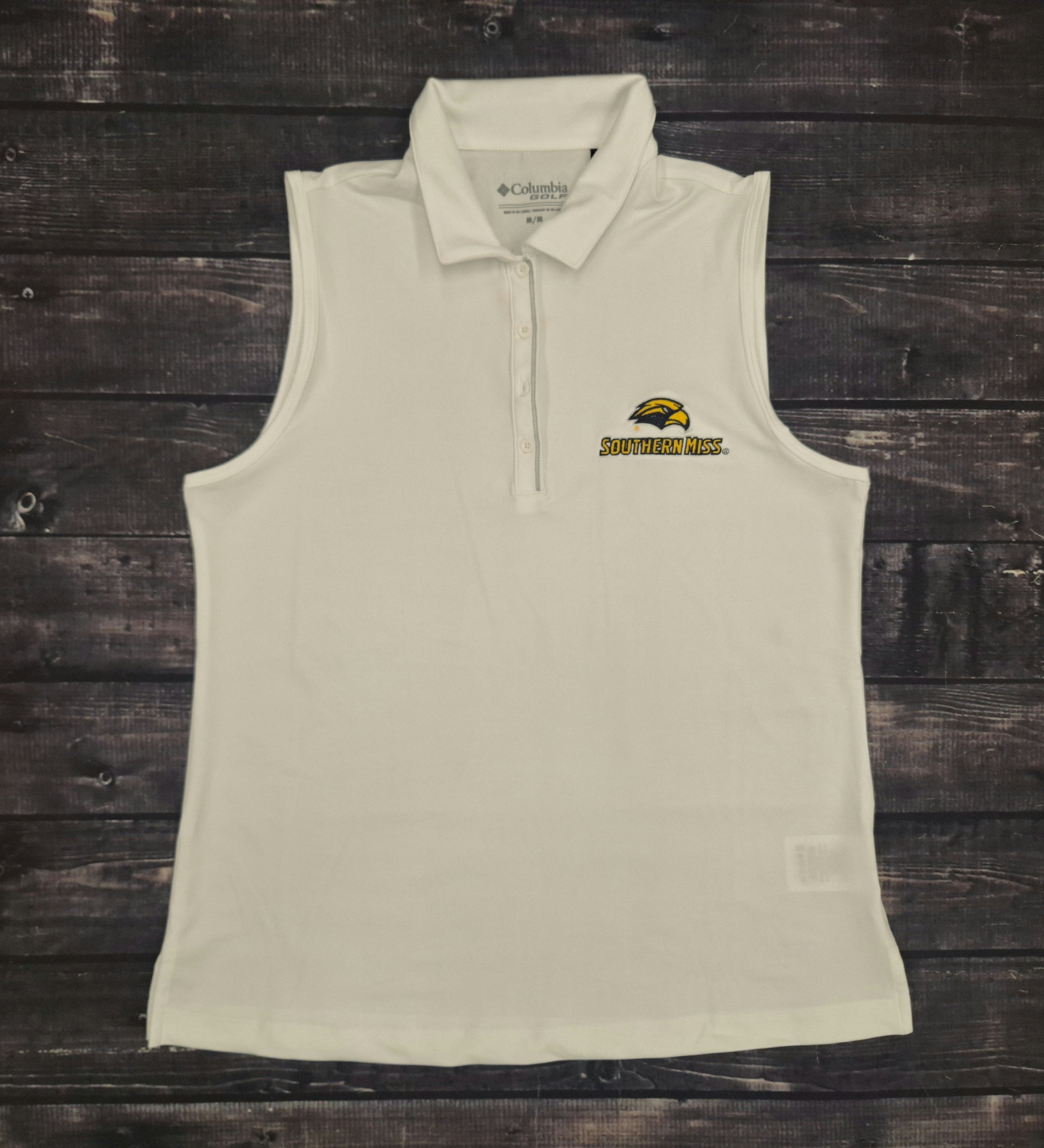 Polo Tank Top Tend The Ball with Eagle Head Southern Miss Wordmark