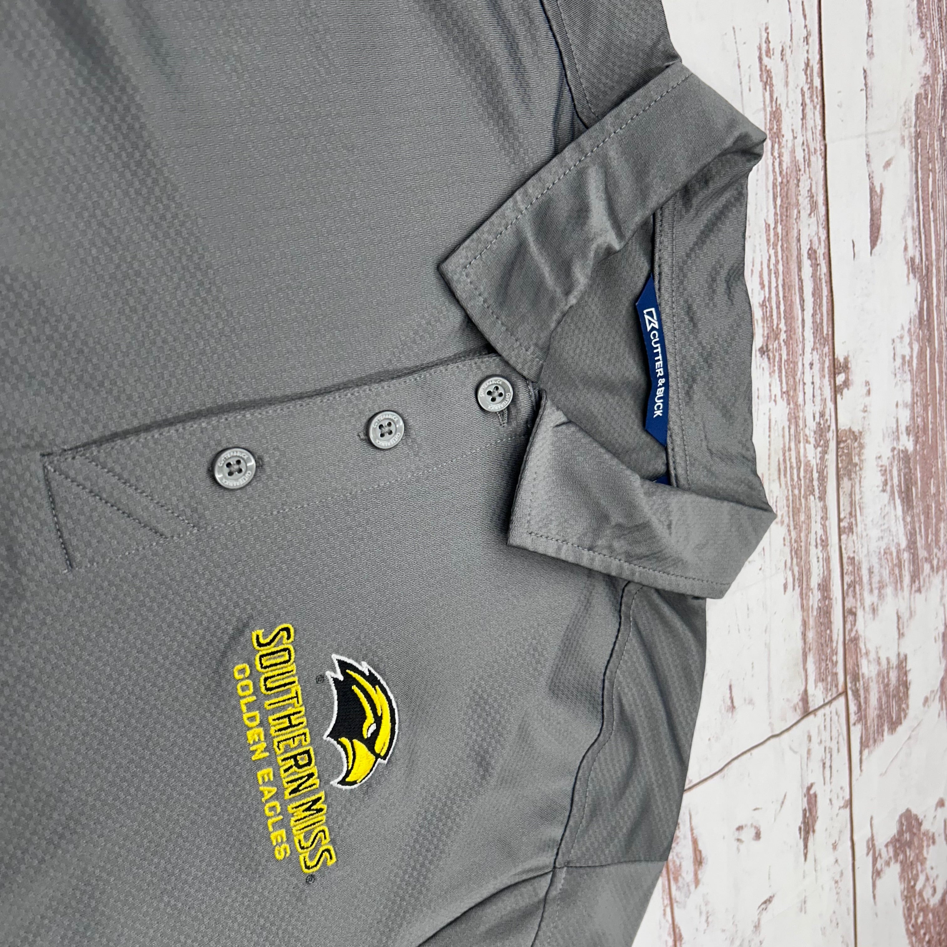 Cutter & Buck Men's Prospect Textured Stretch Polo with Wordmark