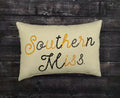 Pillow Linen Stitched Southern Miss Script