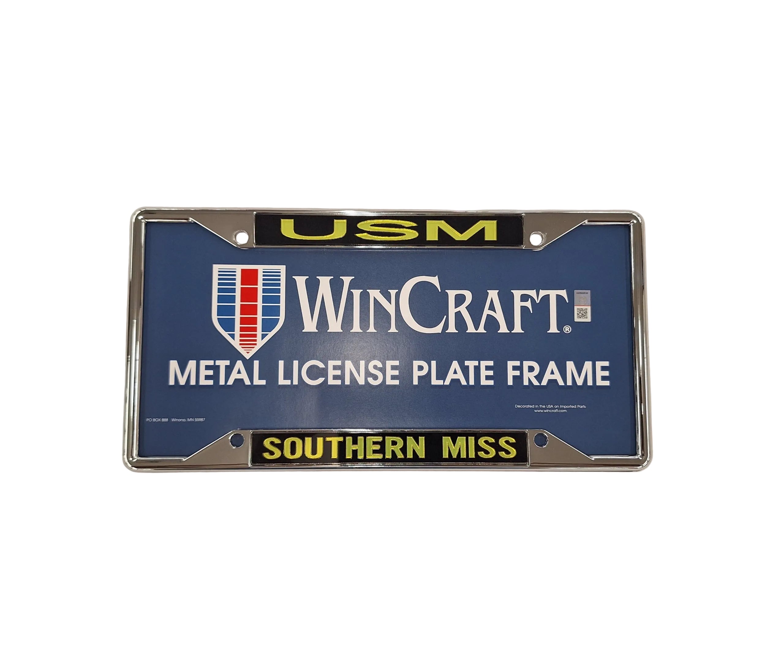 Auto License Plate Frame with USM Over Southern Miss