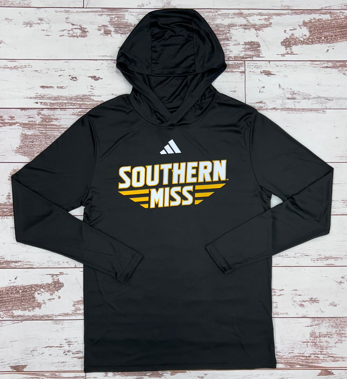 Adidas Hooded Long Sleeve T-Shirt with Southern Miss Bars