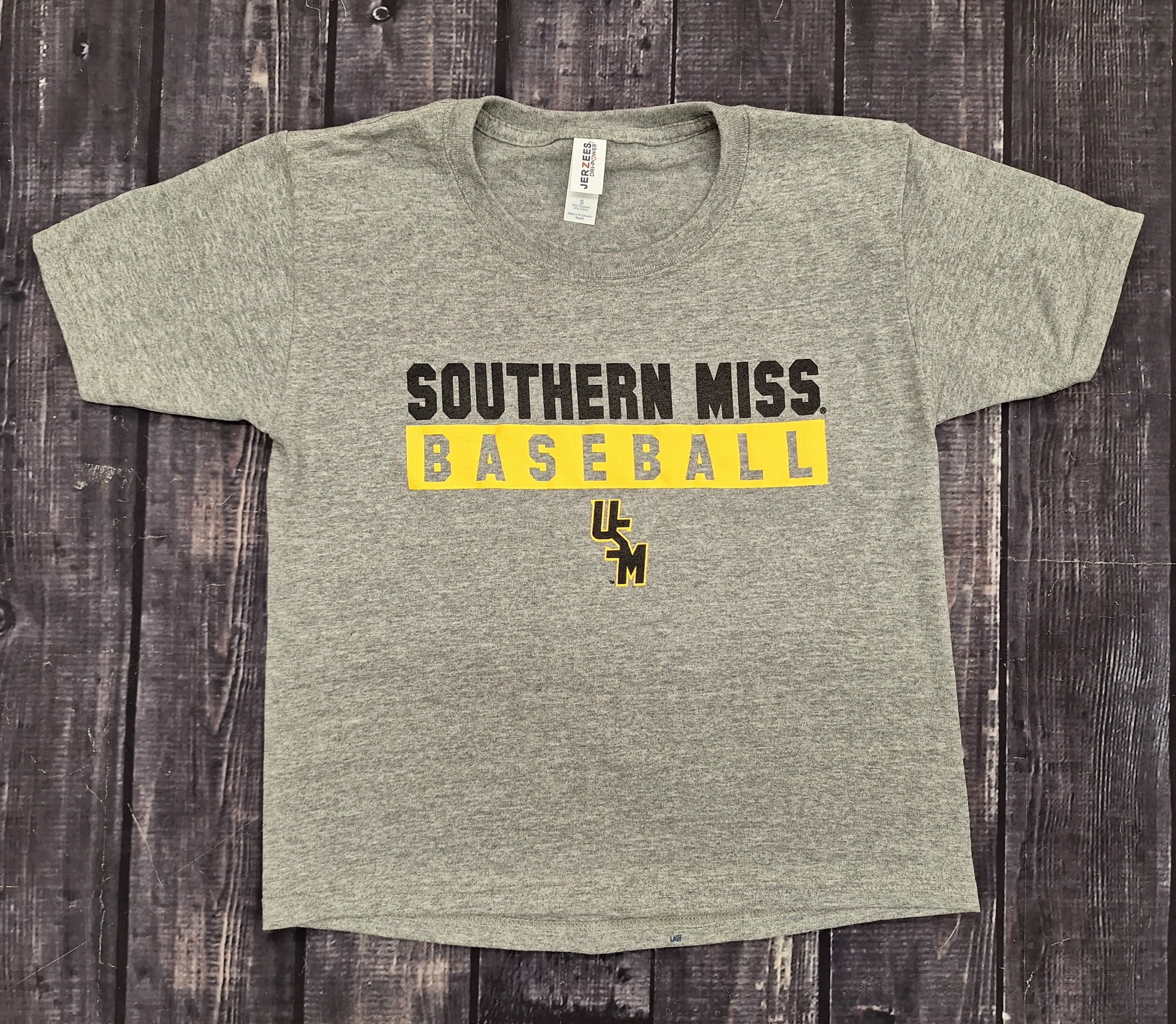 Youth Southern Miss Baseball Dripower T-shirt with Stacked USM