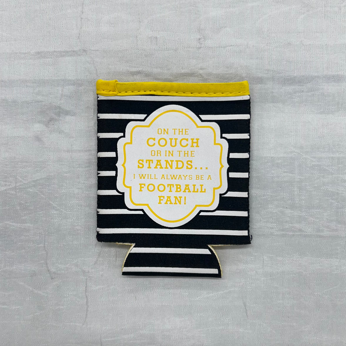 Striped Football Fan Can Coozie