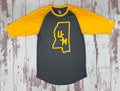 B-Core 3Q Sleeve Raglan T-Shirt with MS Outline and Stacked USM