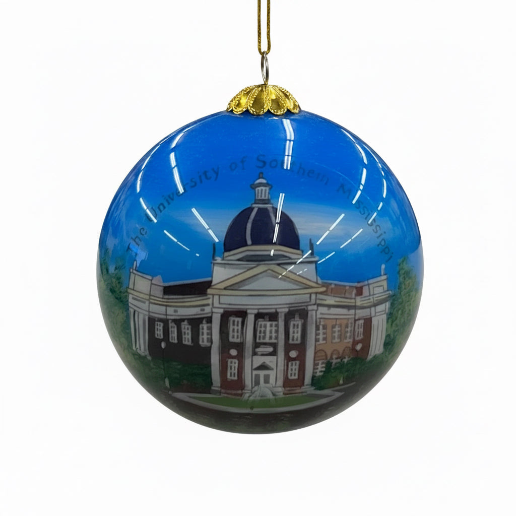 Christmas Ornament Hand Painted University Of Southern Miss Mississippi Building