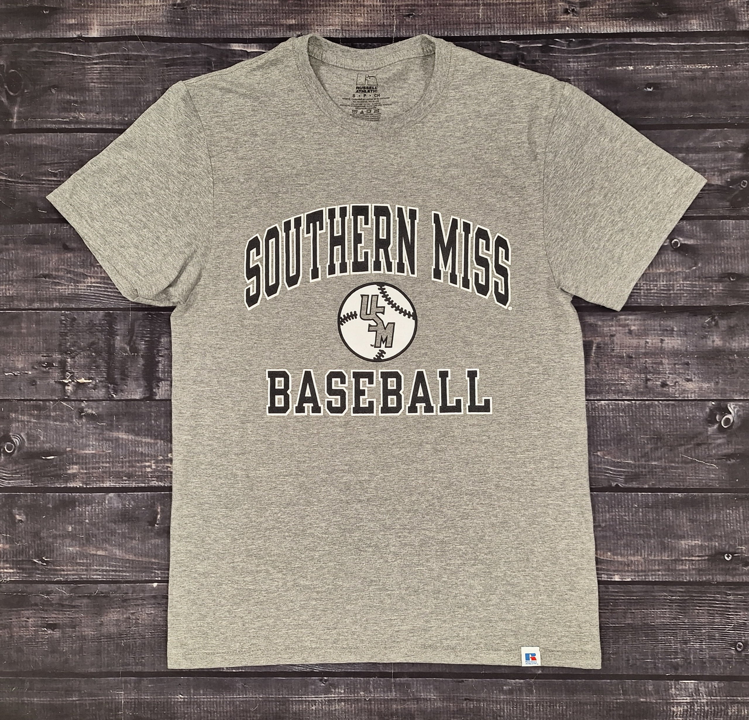 T-Shirt Short Sleeve Baseball Emblem with Stacked USM