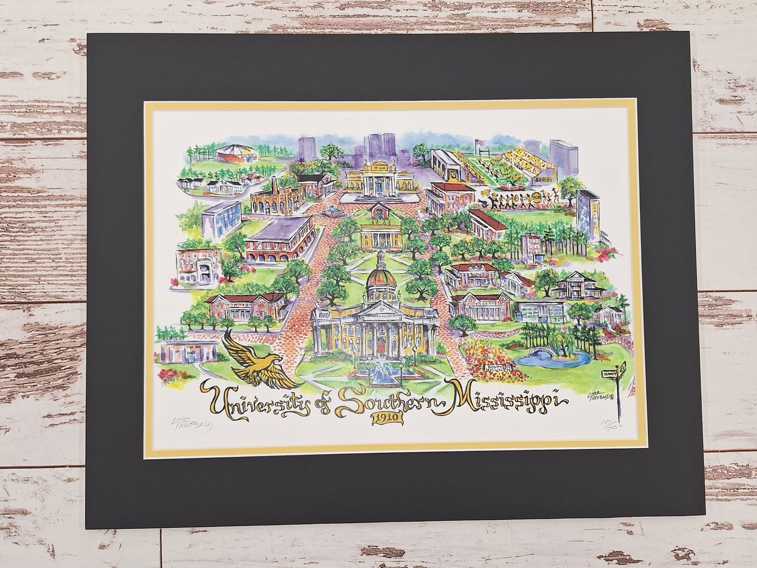Print Double Mat University Of Southern Mississippi Campus