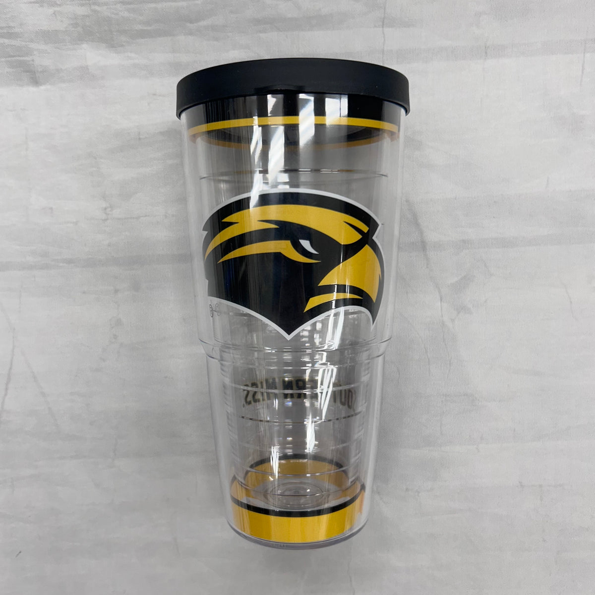Clear 24 oz Gold Stripe Classic Tumbler with Eagle Head Southern Miss