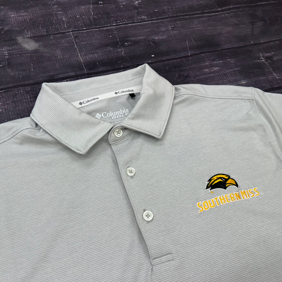 Columbia Men's Sand Tee Polo with Eagle Head Southern Miss