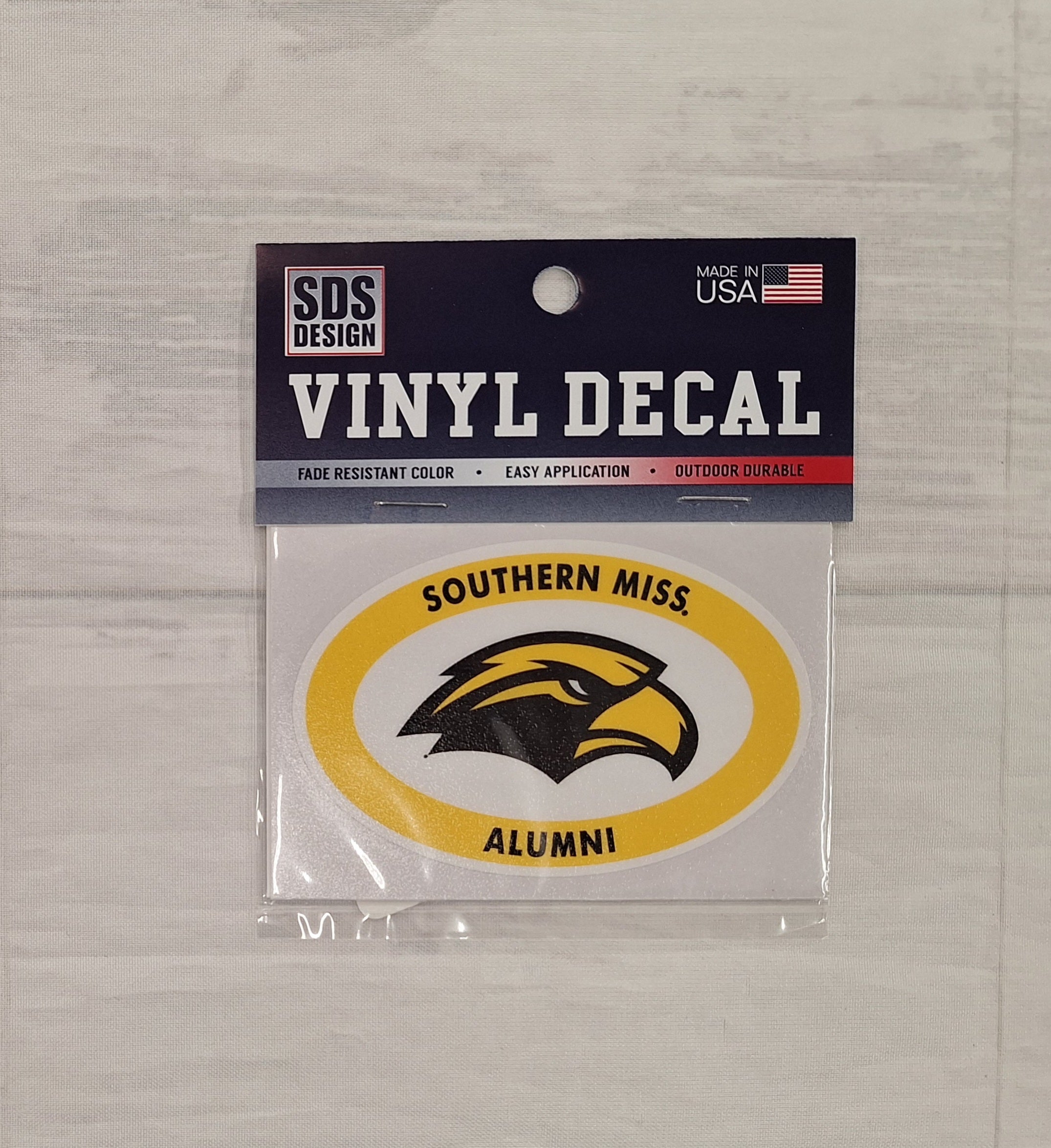 Auto Decal 3" Euro Southern Miss Alumni with Eagle Head
