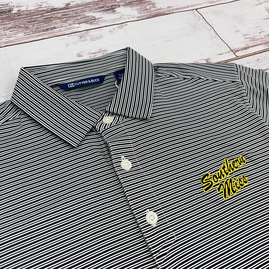 Cutter & Buck Men's Forge Eco Double Stripe Polo with Southern Miss Script