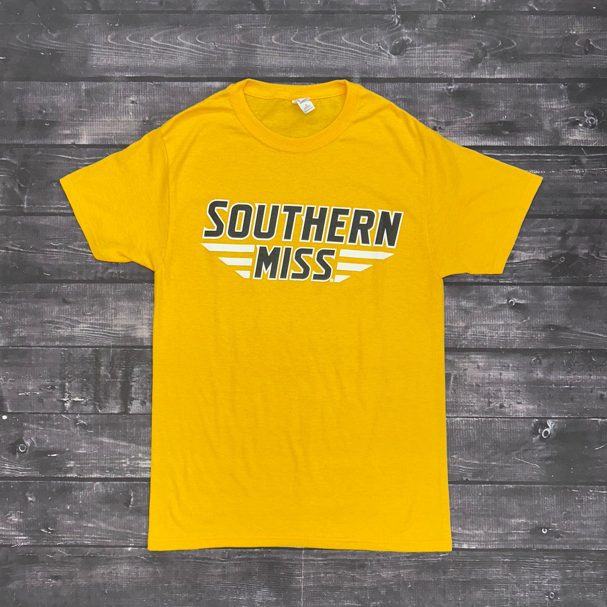 T-Shirt Short Sleeve Essential Full Front Southern Miss Bars Black In White Out