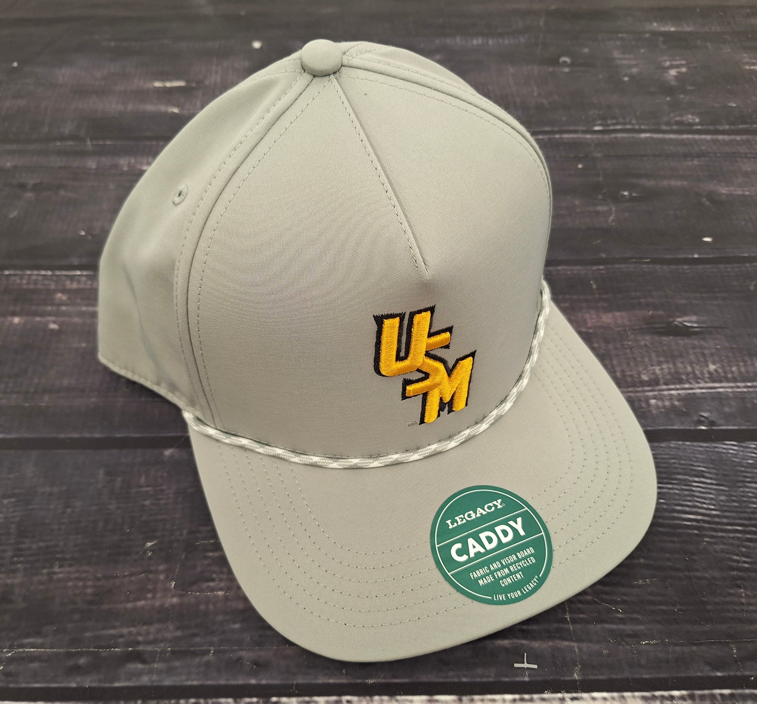 Cap Baseball Caddy Bill Rope Grey White Stacked USM