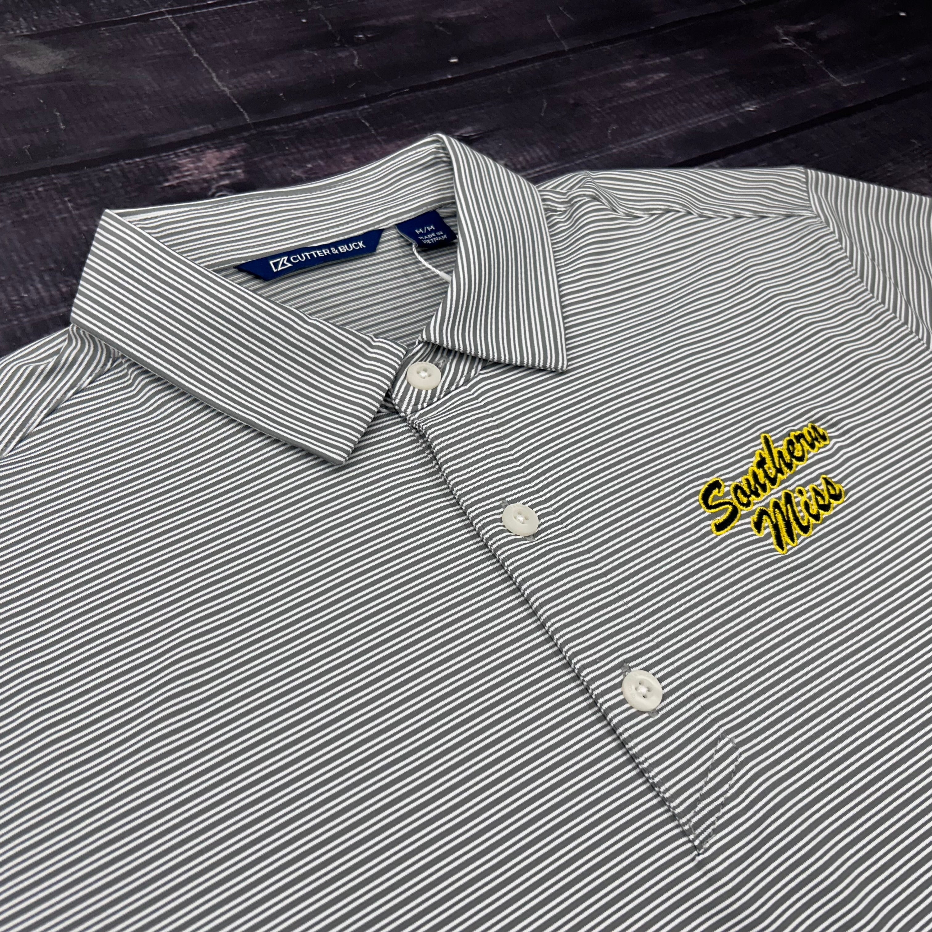 Cutter & Buck Men's Forge Eco Double Stripe Polo with Southern Miss Script