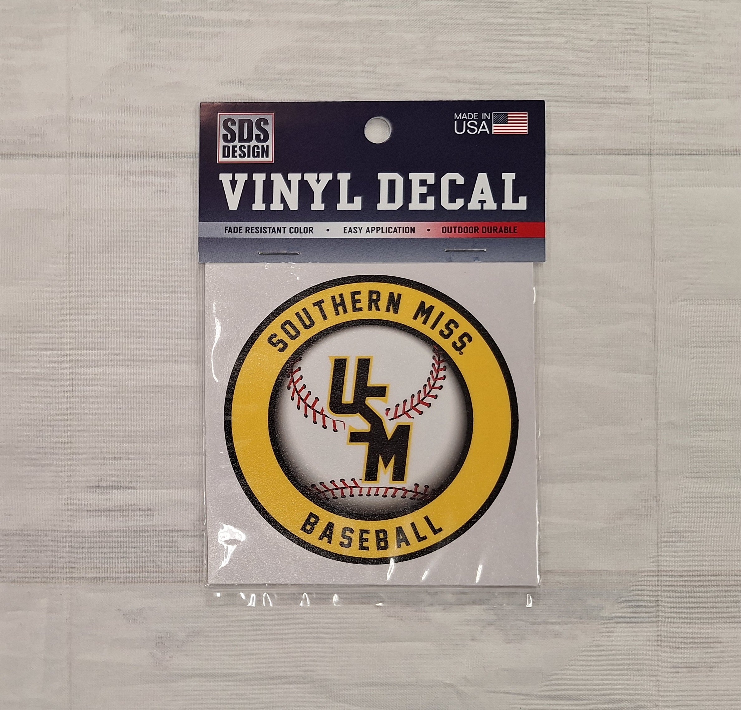 Auto Decal 3" Southern Miss Baseball Circle with Stacked USM