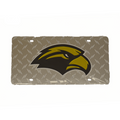 Auto License Plate Diamond Pattern with Mirrored Eagle Head