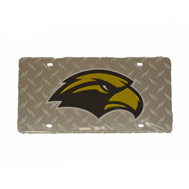 Auto License Plate Diamond Pattern with Mirrored Eagle Head