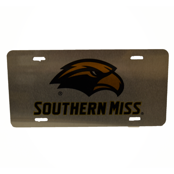 Auto License Plate Metal Eagle Head Southern Miss