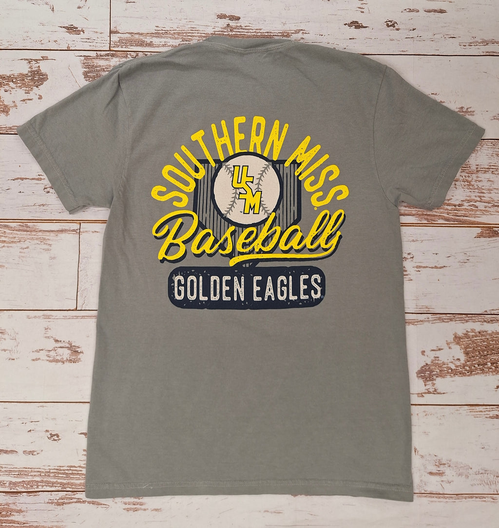 T-Shirt Short Sleeve Baseball Homeplate with Stacked USM